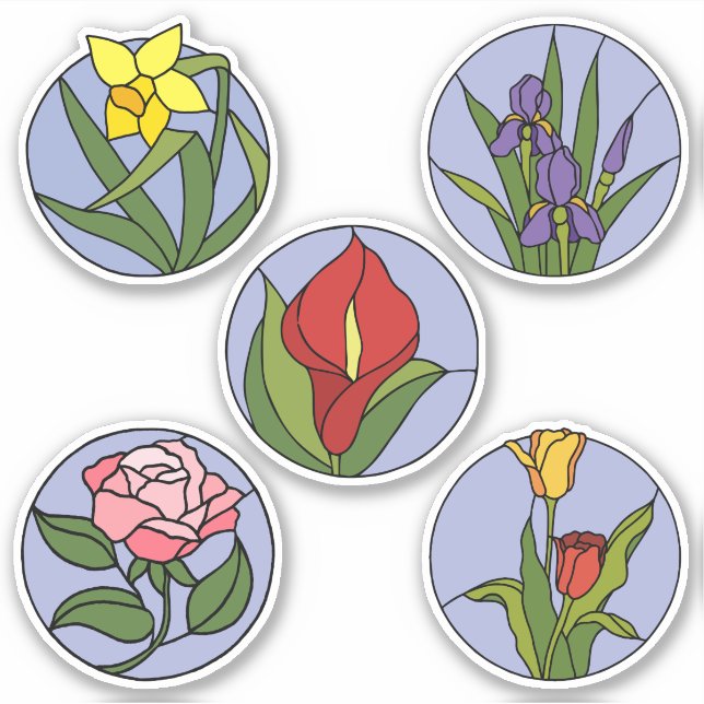 Sticker Fleurs en Verre Coloré (Devant)