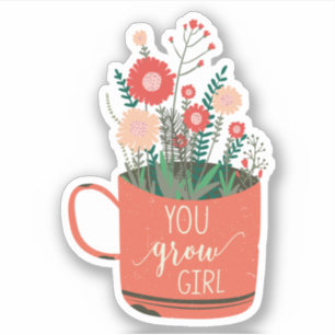 Sticker Fleurs Fleurie Citation Mignonne Tu Grandis Fille