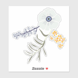 Sticker Fleurs Jaunes Gris Bleu Whimsical