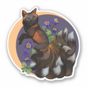 Sticker Fleurs Kitsune et Columbine