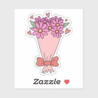 Sticker Fleurs mignonnes amour dessin