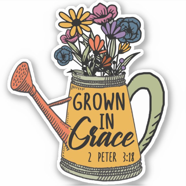 Sticker Fleurs mignonnes Verset de la Bible chrétienne Grâ (Devant)