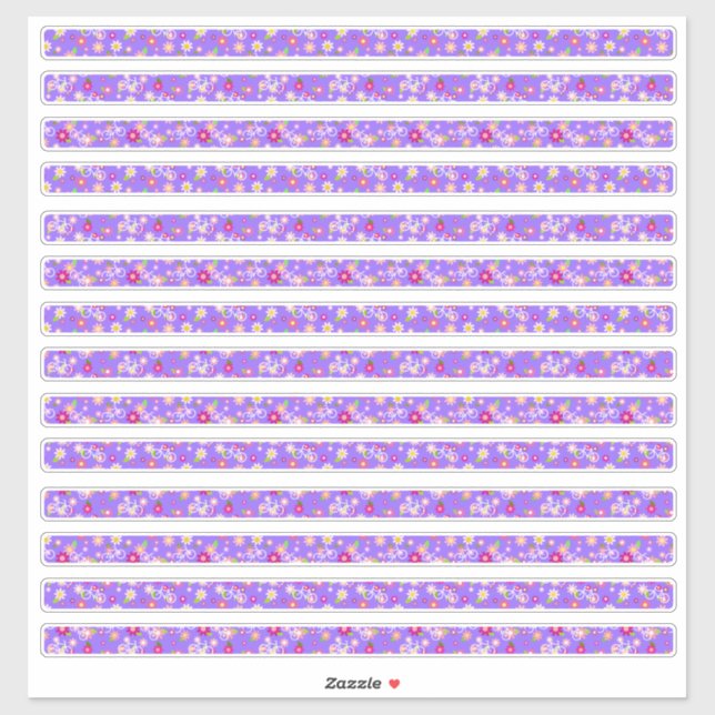 Sticker Fleurs minuscules Bordures violettes étroites (Feuille)