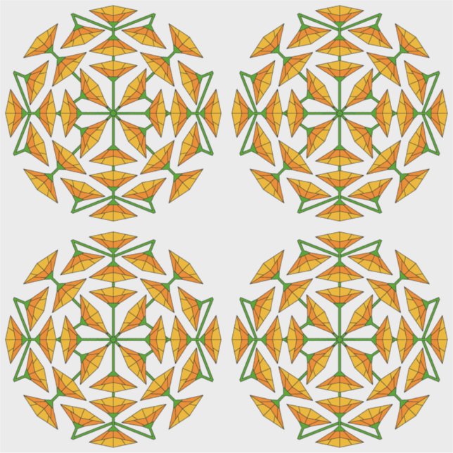 Sticker Fleurs Miroir Jaune Orange et Orange Jaune (Devant)