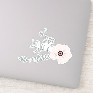 Sticker Fleurs Motif Gris Blanc Noir Rose