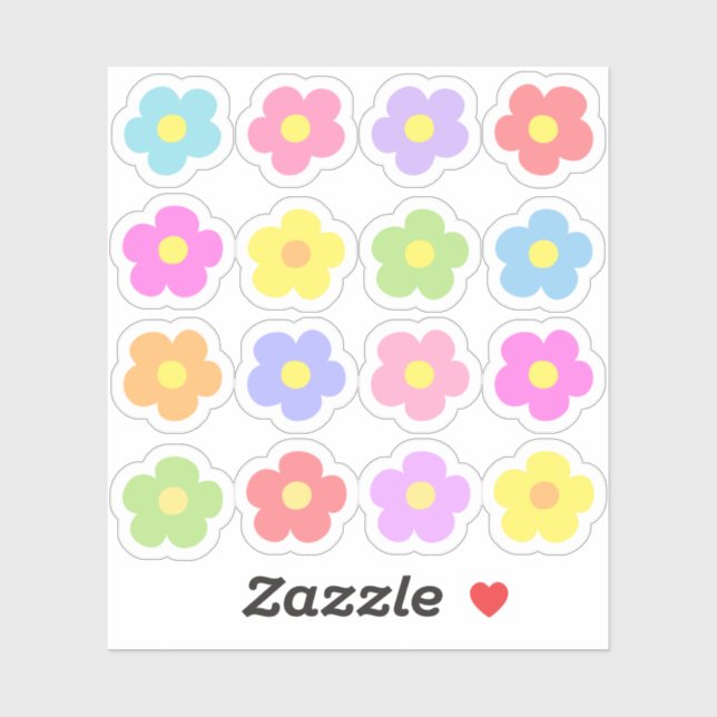 Sticker Fleurs pastel groovy mod déco Bujo vintage  (Feuille)