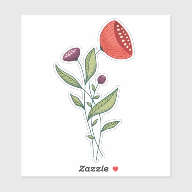 Sticker Fleurs printanières Abstrait Botanical Line Art (Feuille)