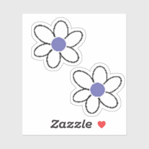 Sticker Fleurs rétro lavande Pervenche blanche