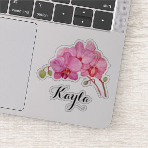 Sticker Fleurs roses d'orchidée avec du votre vinyle nomm