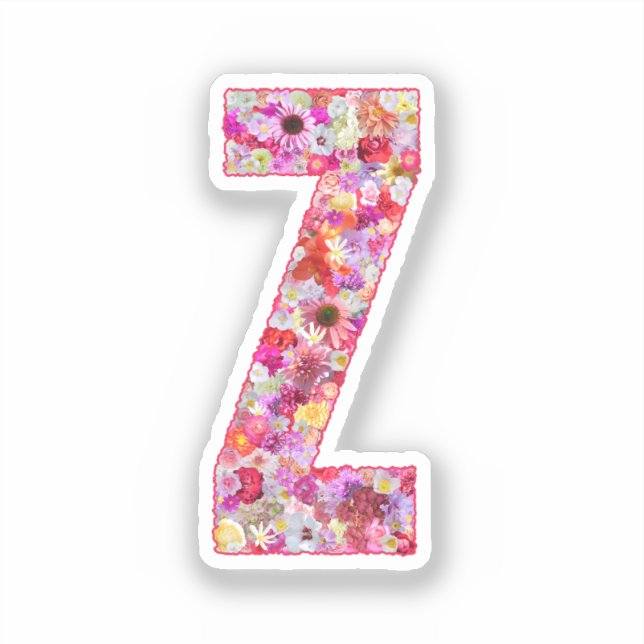 Sticker Fleurs roses monogramme botanique lettre Z pour el (Recto)