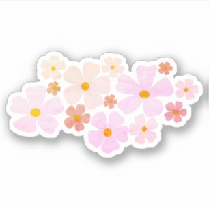 Sticker Fleurs roses Peachy Graphic avec effet Aquarelle