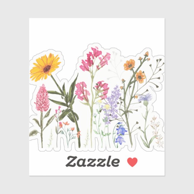 Sticker Fleurs sauvages, Botanique Vintage, (Feuille)