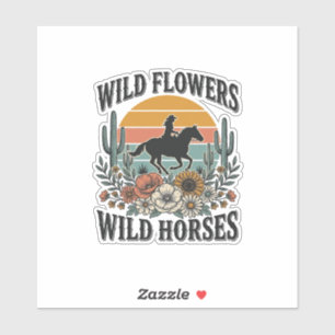 Sticker Fleurs sauvages Chevaux sauvages Chemise florale o