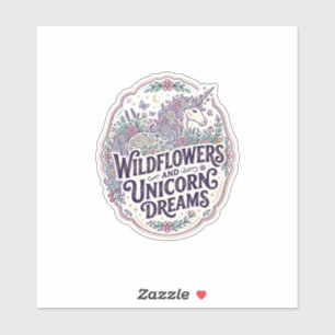 Sticker Fleurs sauvages de licorne et rêves de licorne POD
