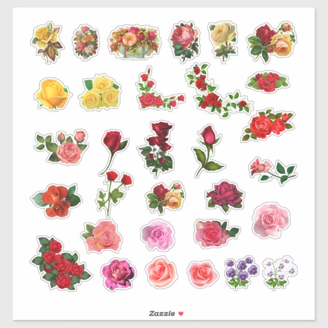 Sticker Fleurs vintages Belles (Feuille)