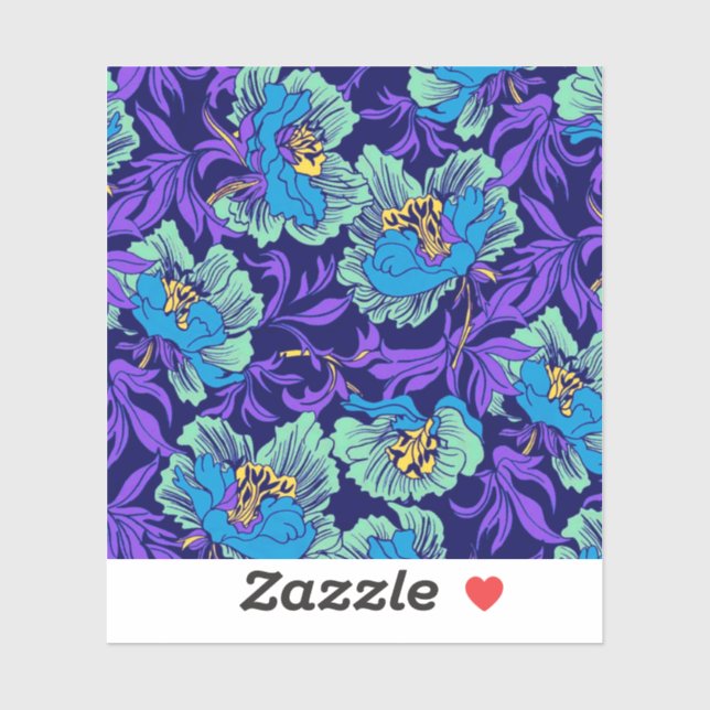 Sticker Fleurs violettes et bleues William Morris (Feuille)
