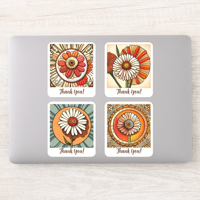 Sticker Fleurs Zinnia Super Retro Personnalisé (Ordinateur)