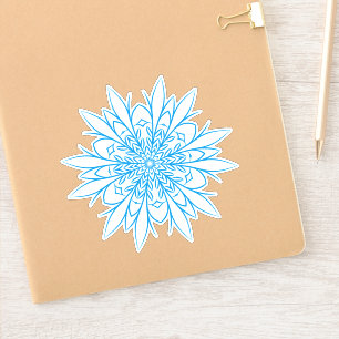 Sticker Flocon de neige mandala bleu complexe d'hiver