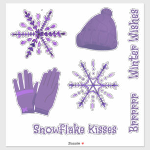 Sticker Flocons de neige violets et pull