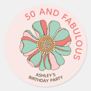 Sticker floral 50 & Fabuleux Pink Retro