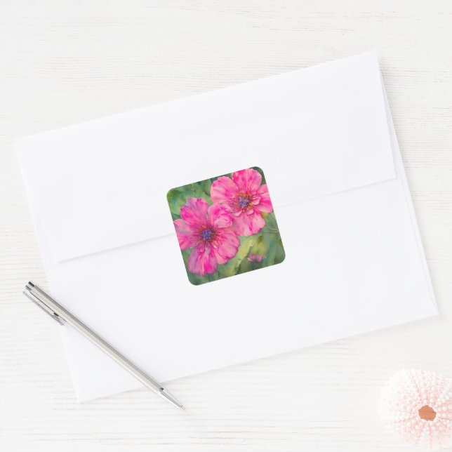 Sticker Floral Art Joli Fleurs Roses (Enveloppe)