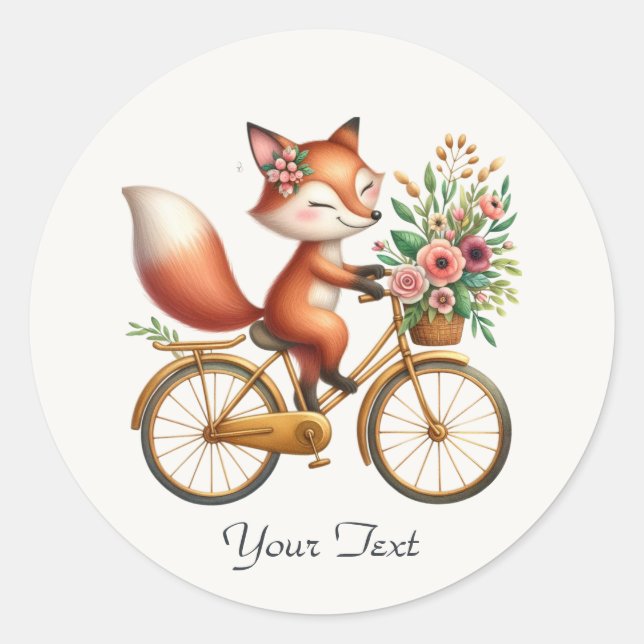 Sticker Floral Bicycle Fox (Devant)