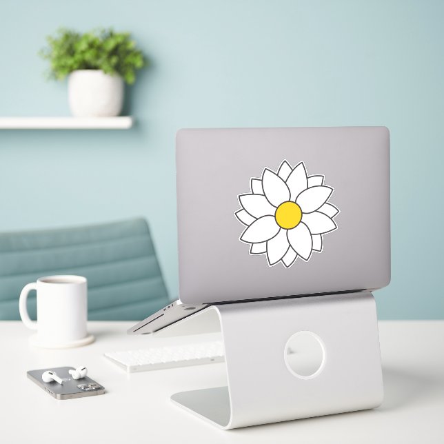 Sticker floral blanc (Ordinateur portable sur le bureau)
