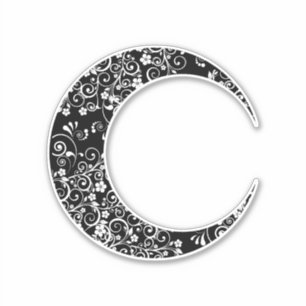 Sticker floral blanc personnalisé Crescent Lune