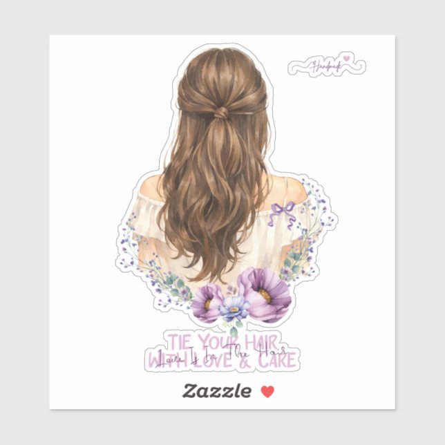 Sticker Floral Boutique love in the hair for packaging (Feuille)