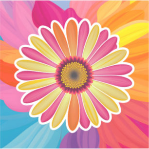 Sticker floral coloré Gerbera Daisy