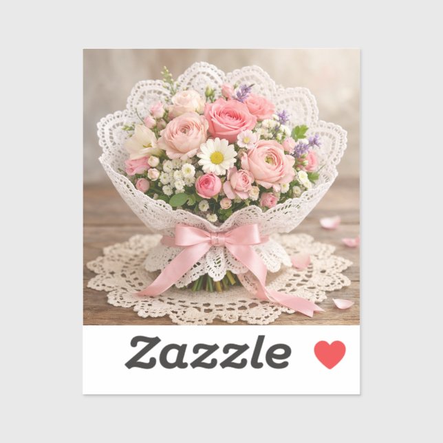 Sticker Floral Corner Wedding Napkin (Feuille)