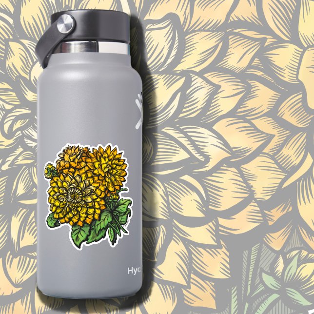 Sticker Floral Dahlias Jaune (Créateur téléchargé)