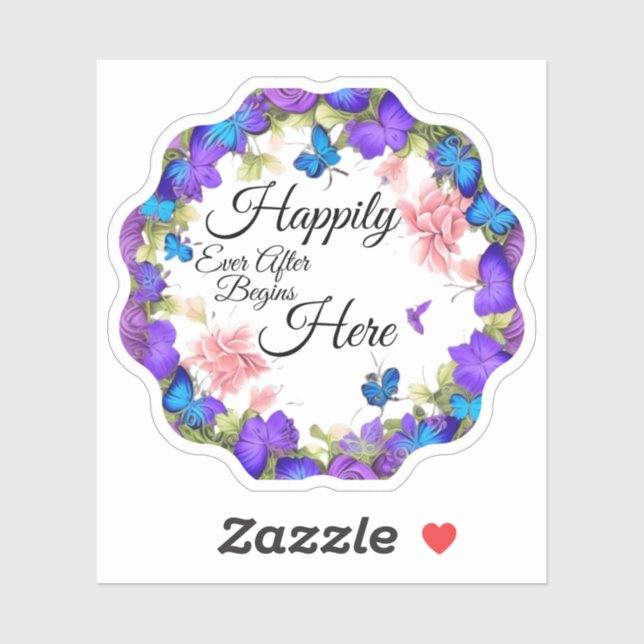 Sticker Floral Enchantée Heureusement Jamais Après Commenc (Feuille)