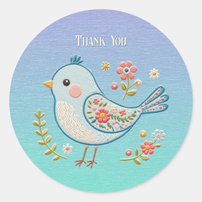 Sticker Floral Little Blue Bird (Devant)