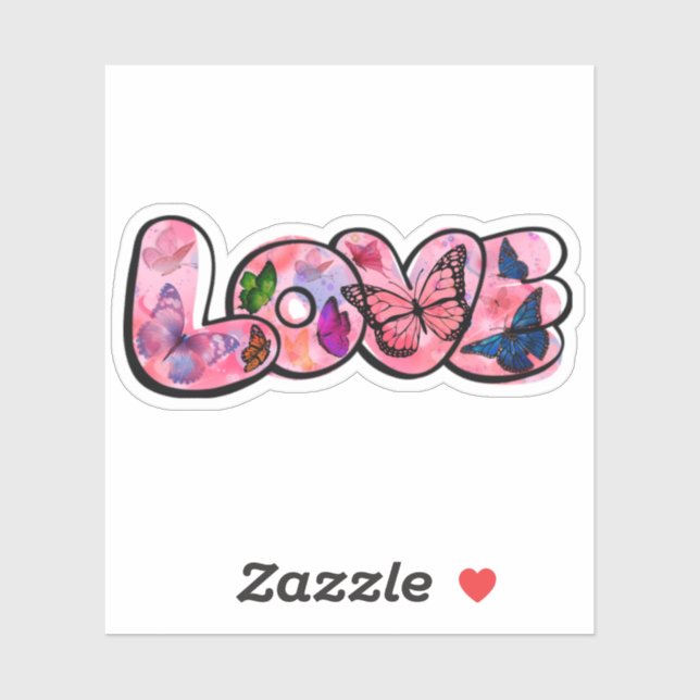 Sticker Floral Love Typography  (Feuille)