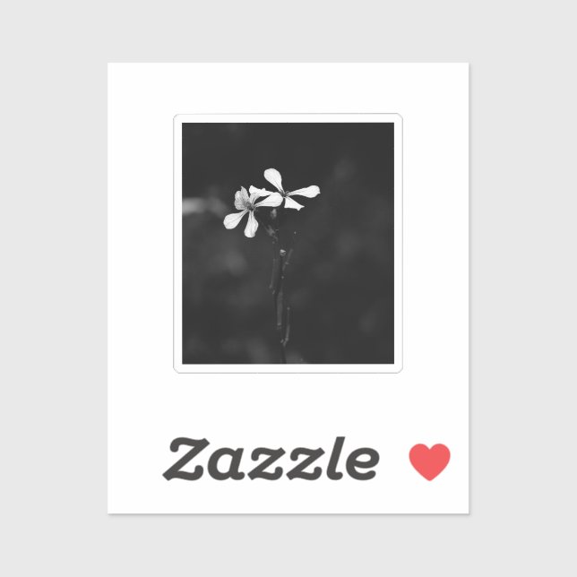 Sticker floral noir et blanc minimal (Feuille)