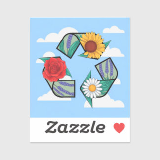 Sticker Floral Recycling Symbol | Eco-Friendly Nature