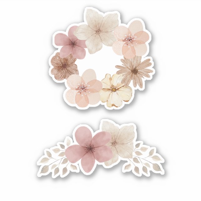 Sticker floral rose et de type Taupe | Design élég (Devant)