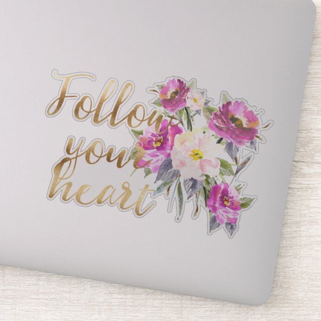 Sticker Floral rose or Suivez votre aquarelle de coeur (Détail)