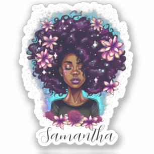 Sticker Floral Sparkling Afro Femme