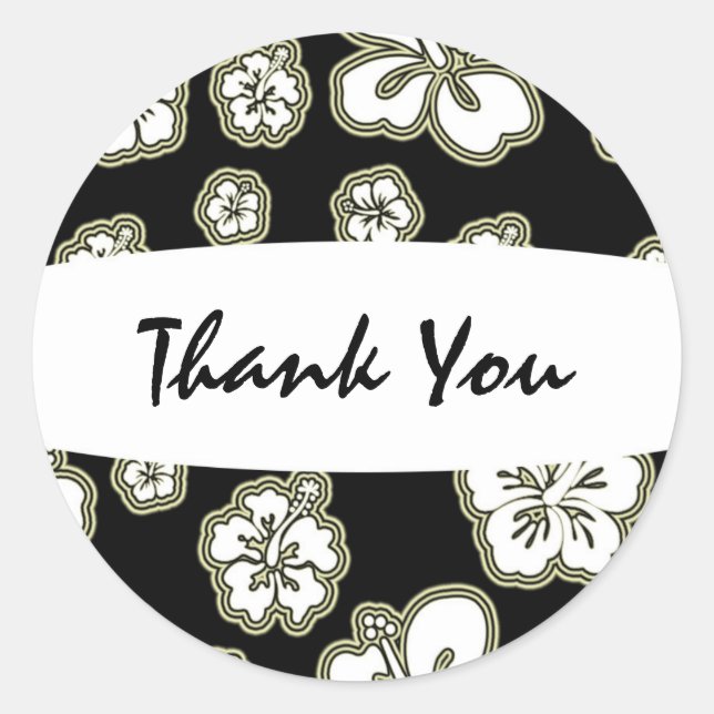 Sticker floral Tan & Black White Elegant Hibiscus (Devant)