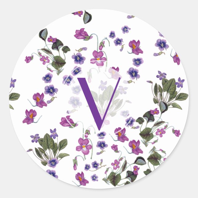 Sticker floral violet personnalisé (Devant)