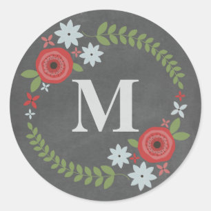 Sticker Floral Wreath Monogram