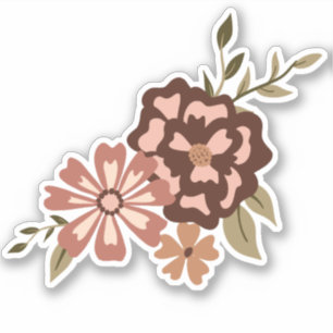 Sticker Flore naturelle des fleurs roses Motif vert de la 