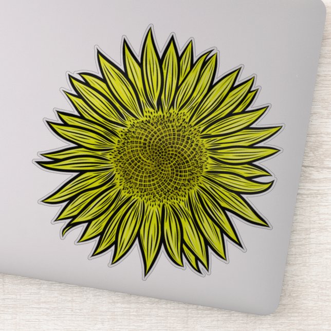 Sticker Flore Rustique Tournesol Jaune Main tirée (Détail)