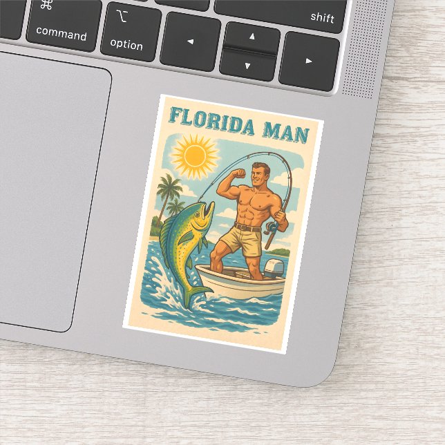 Sticker Florida Man - Coastal Fisherman -Retro Fishing Art (Détail)