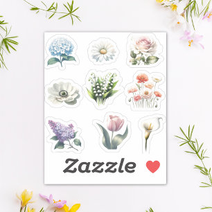 Sticker Flower Pack Aquarelle Jolie Garden