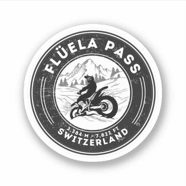Sticker Flüela Pass VTT suisse alpes (Devant)