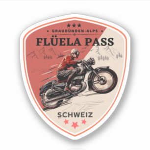 Sticker Flüela Pass VTT suisse alpes