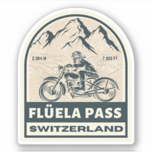 Sticker Flüela Pass VTT suisse alpes